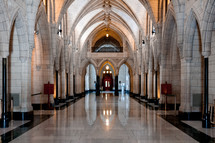 Arched corridor in a cathedral.