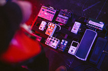 guitar pedals on stage