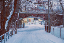 snow under a bridge 