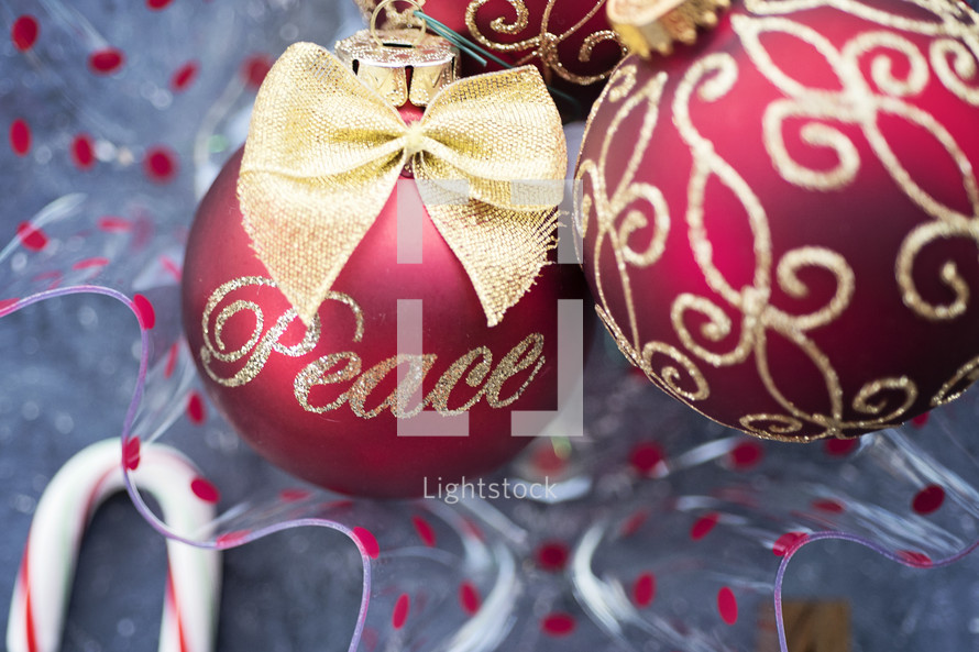 red and gold Christmas ball ornaments 