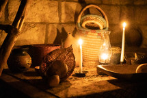 candlelight in a home in biblical times 
