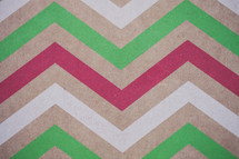 Chevron pattern of red, green and white.