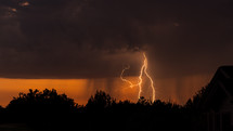 Lightning strike during storm