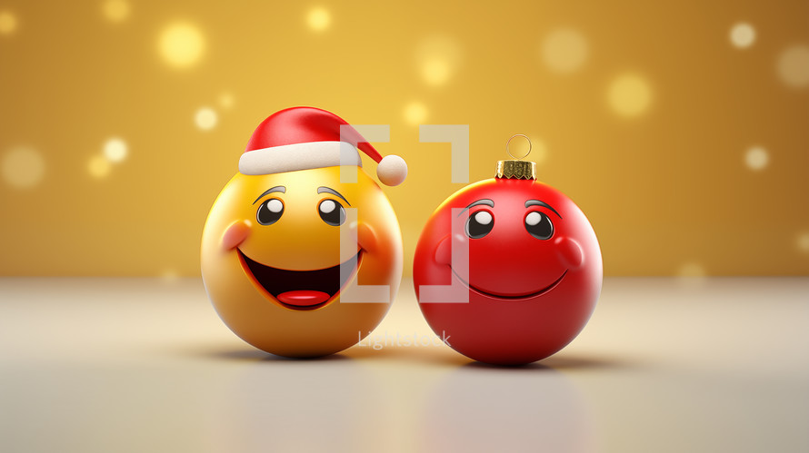 3D Christmas Emojis on a yellow background