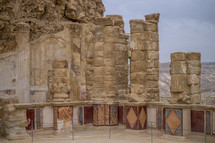 old columns at ruins in Jerusalem 