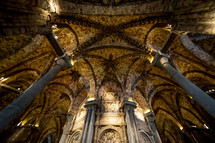 Interior of the Cathedral of Avila during the celebration of Holy Week in Spain. Biblical scenes in relief