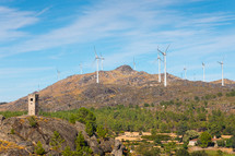 wind turbines on a mountaintop 