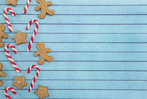 A Christmas Background with Gingerbread and Candy Canes