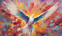 Abstract oil painting of a Dove