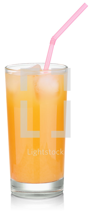 orange juice in a glass with a straw 