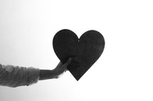 black and white love heart for valentines day 