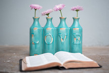 love vase and opened Bible 