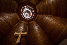 ceiling and crucifix in a church 