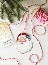 Merry Christmas, gift tags, and twine 