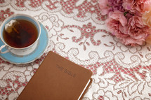 Bible Set Out with Tea for a Ladies Bible Study