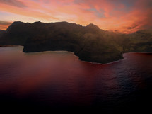 an island at sunset 