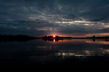 a lake at dusk 