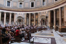 Mass worship service in a Catholic Cathedral in Rome 