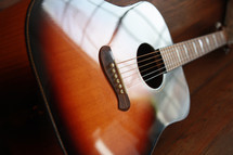 sunlight on an acoustic guitar 