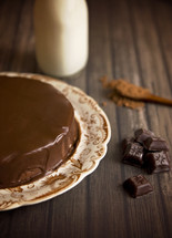 chocolate cake and ingredients 