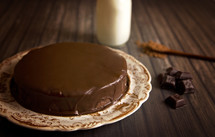 ingredients and chocolate cake 