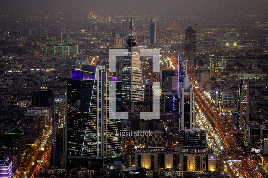 Riyadh -Saudi Arabia bird eye view of the financial city centre