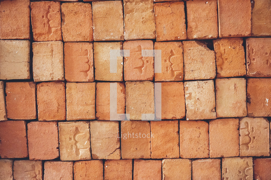 stacked bricks in Egypt 