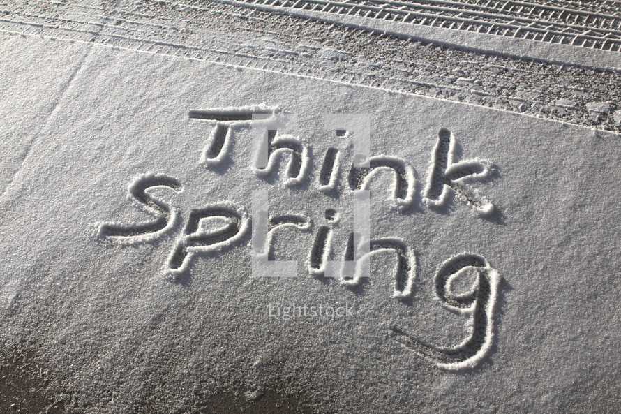 think spring written in snow
