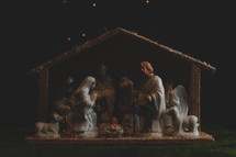 Dimly lit nativity scene