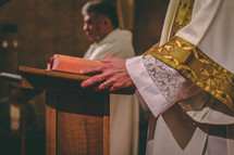 A deacon reading the gospel 