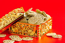 Treasure of Golden Coins in a Gold Box