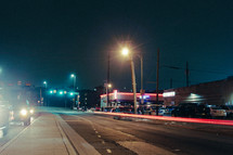 traffic on a street at night 