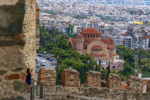View from Trigoniou Tower in the city’s Byzantine walls, Ano Poli, Thessaloniki, Greece