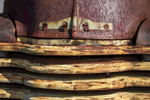 old rusty car grill 