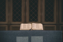 open Bible on the altar 