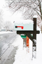 snow on mailboxes 