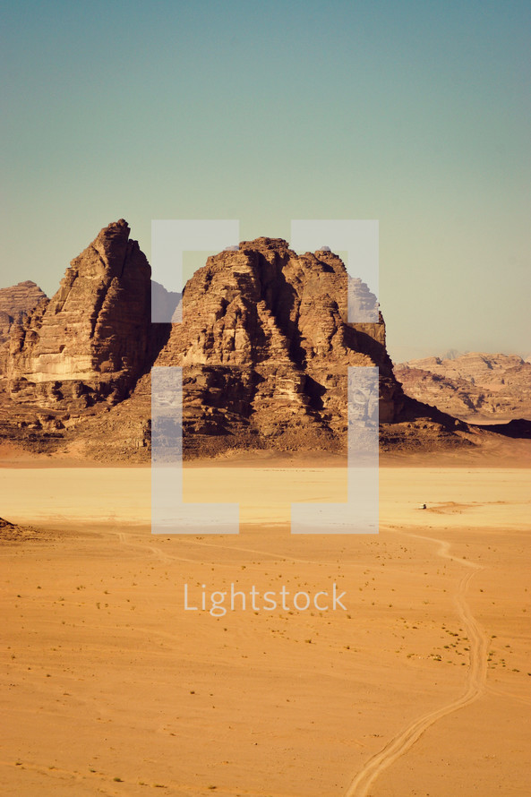 desert landscape with tracks 