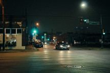 traffic on a city street at night 