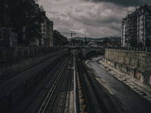 train tracks in a city 