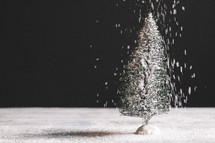 Christmas tree decoration with falling snow