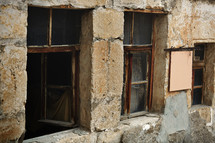 Windows of the old abandoned house
