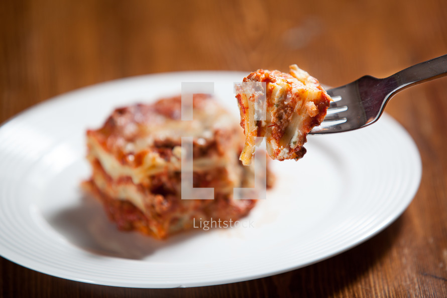 a bite of lasagna 