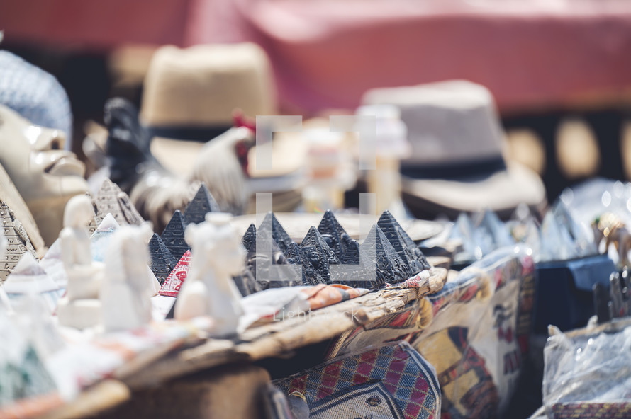trinkets in an outdoor market in Egypt 