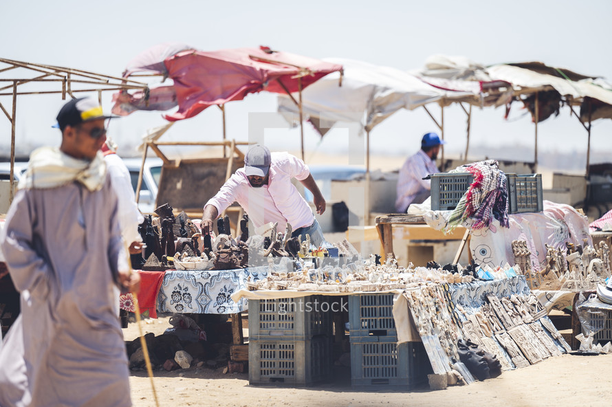 outdoor market in the desert of Egypt 