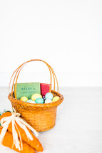 Easter basket against a white background 