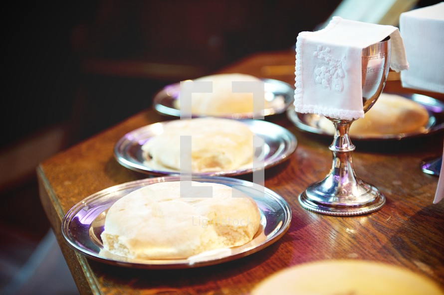 Communion bread and wine for Easter Sunday 