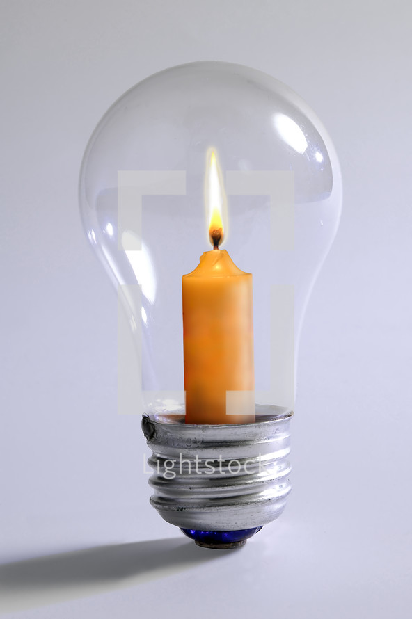 candle in a light bulb 