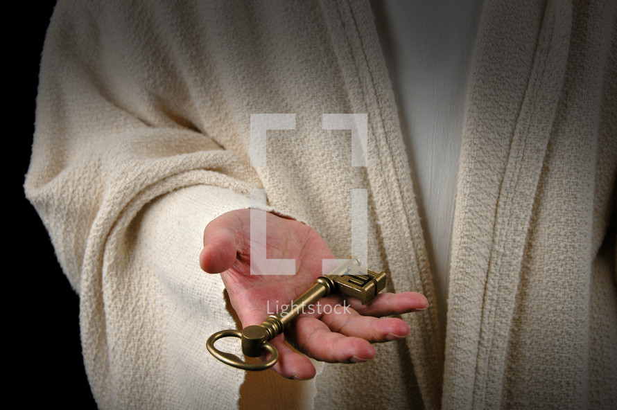 Jesus offering a key 