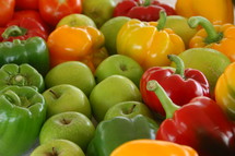 red, yellow, and green vegetables and fruits 