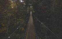 a swinging bridge over a creek 